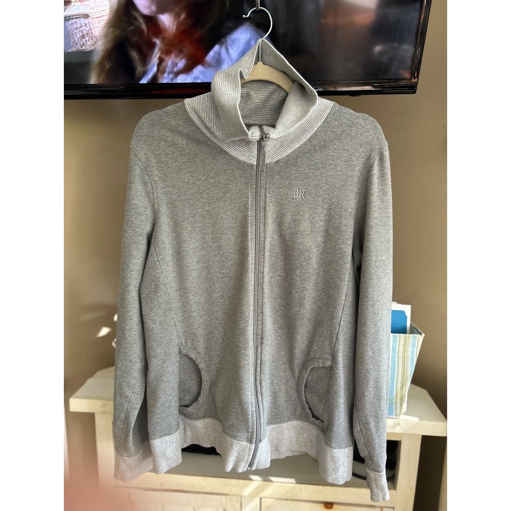 Banana Republic Women's XL Gray Full Zip Funnel Collar Sweatshirt Jacket 2010